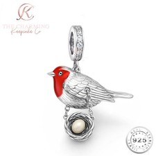 Red Robin Charm Genuine 925
