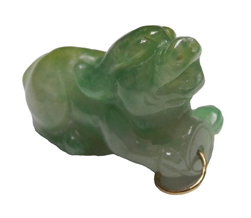 Jade pig necklace charm 10k - jade,