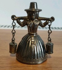 Vintage Welsh Lady Milk Maid Brass Bell Milk Pail Clappers Nice Sound