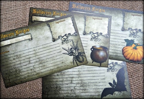Halloween blank recipe cards - halloween,