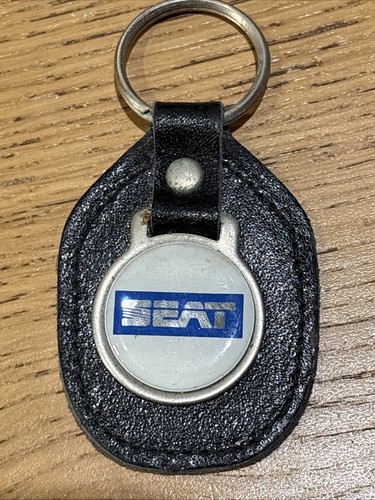 Seat keyring black leather fob - seat,