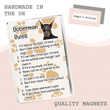 DOBERMAN RULES ✳ FUNNY DOG QUOTE ✳ LARGE FRIDGE MAGNET ✳ NOVELTY GIFT
