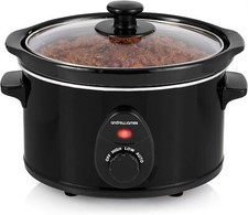 Slow Cooker Black Tempered Glass Lid Removable Ceramic Bowl Andrew James