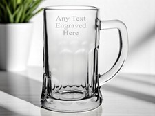 Personalised Engraved Glass Abbey Pint Tankard 20oz (57cl) Beer Mug