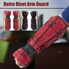 Medieval Samurai PU Leather Armor Bracer Guard Gloves Knight Wristband Cosplay