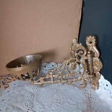 Vintage Ornate Iron Wall Sconce Drop In Oil Lamp Bracket Painted In Bronze