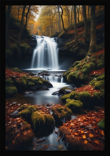 Waterfall beautiful framed - beautiful,