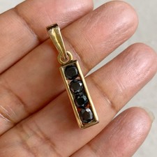 Vintage 9ct Yellow Gold Pendant 375 With Real Black Diamonds Not Scrap 2.8g