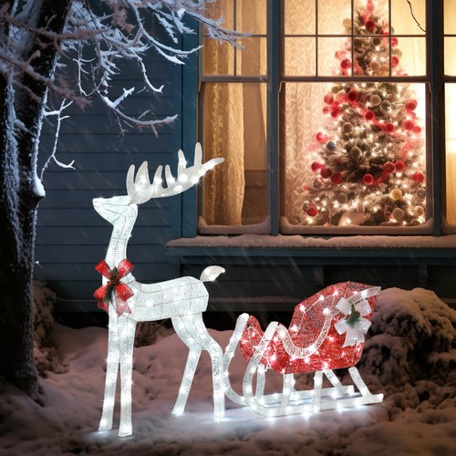 White lighted reindeer - white, &elk