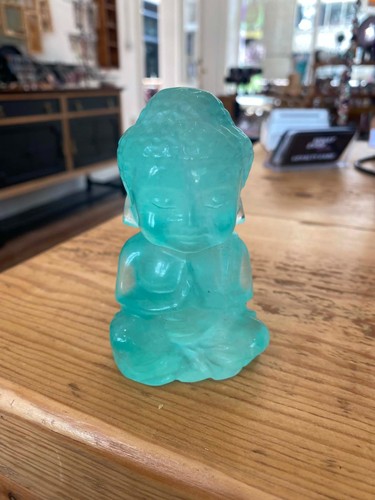 Green flourite crystal buddha - crystal,