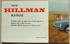 HILLMAN Car Range Sales Brochure 1965 #1227/H Imp Super Imp Minx Super Minx
