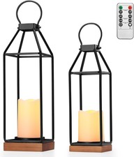 Metal Lanterns w/ Pine Wood
