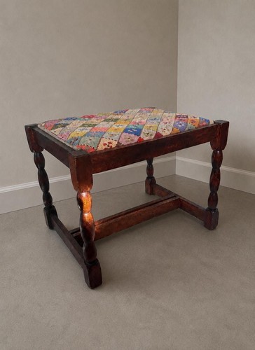 Vintage needlepoint footstool - vintage,
