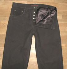 Maddox - Men's Leather Jeans/Nubuk- Leather Pants IN Black IN Approx. W32/L34