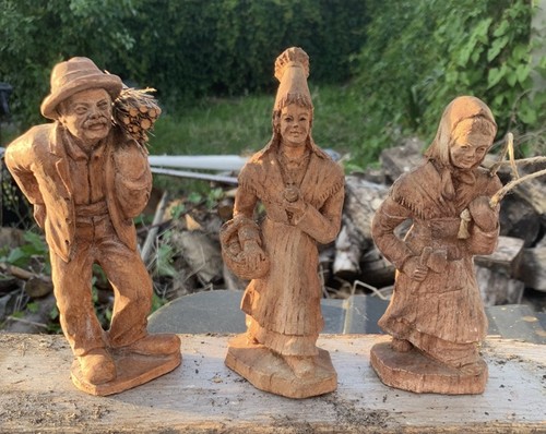 Trio hand carved wooden