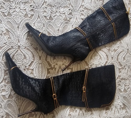Black embossed velour velvet - black, velour/velvet