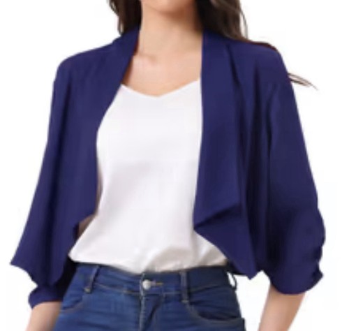 Open front ruched sleeve - front,