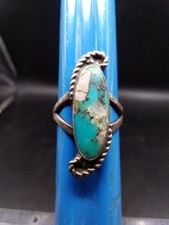Unmarked Silver Turquoise Ring Navajo Style Size Approx L