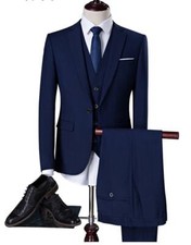 Premium Quality Men's Smart Fit Tuxedo 3 Pieces Suit Dress Wedding Work & Party