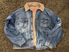 LEVI STRAUSS MENS FUR LINED DENIM JACKET Size LARGE