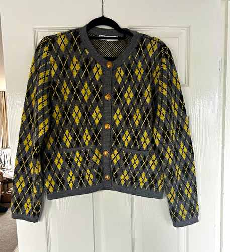 Zara argyle knit cardigan - cardigan, grey