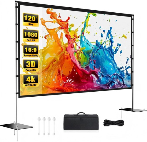 120 portable projector - projector, screen