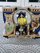 RARE DISNEY BEAUTY AND THE BEAST 2 SIDED MUSICAL SNOWGLOBE ONCE UPON A TIME