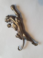 Jaguar white metal brooch /