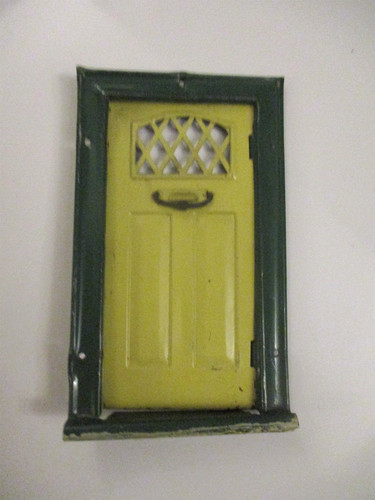 Old tin dolls house - dolls, door