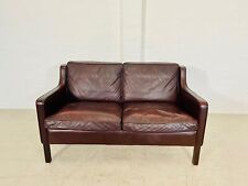 VINTAGE DANISH MID CENTURY DARK COGNAC LEATHER 2  SEATER STOUBY SOFA