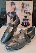 Pavers Silver BASAN 28002 Size 4/37 Mary Jane 1" Kitten Heel shoes Nearly New