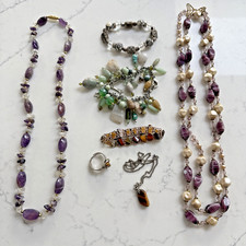 Natural Stone Glass Bead Costume Jewellery Bundle Necklaces Bracelets and Ring