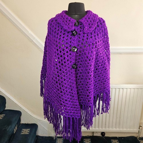 Handmade purple crochet poncho - handmade,