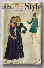 Style 4356 Sewing Pattern Vintage 70s Raised Waist V-Neck Dress  - 14