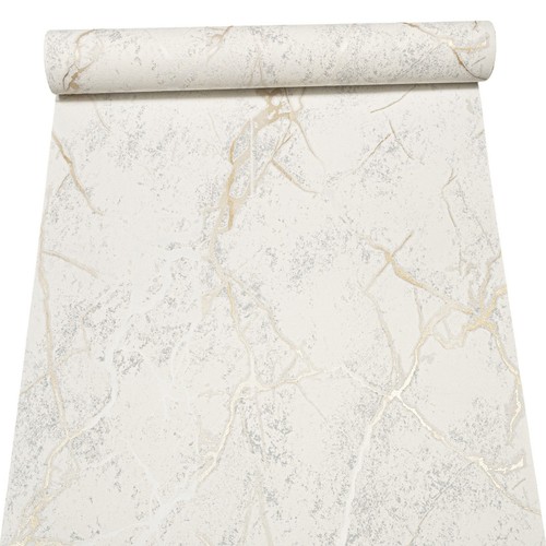 White marble effect wallpaper - white,