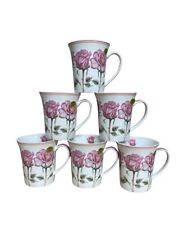 6 Rose Coffee Mug Set Pink