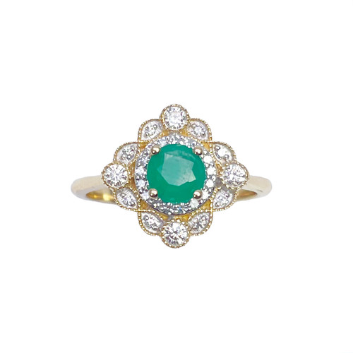 14ct yellow gold round green - 14ct,