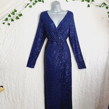 QUIZ Sequin Size 16 Navy Evening Party Prom Cocktail Cruise  Dress See Pictures 