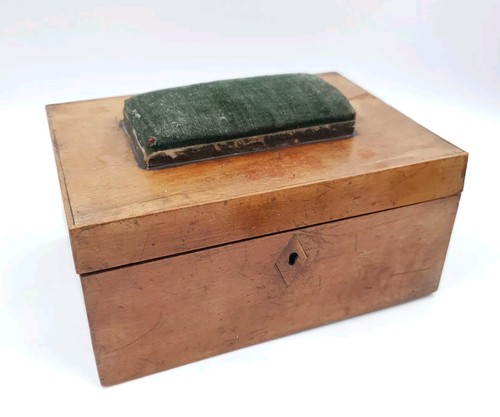 Antique sewing box with pin - sewing,