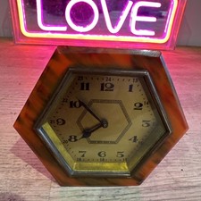 Art Deco Eight Faux Tortoise Shell Bakelight Pattern Brass Back . Working.10cm H