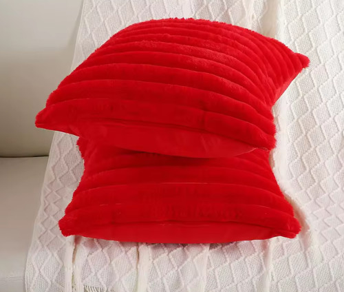 Faux rabbit fur cushion cover - faux,