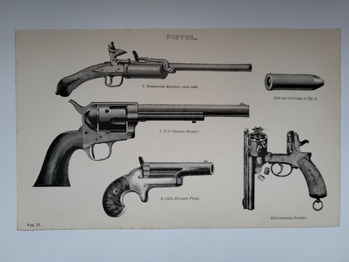 Antique print 1870 pistol - 1870,