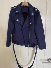 Girls Matalan Blue Suede Biker Jacket Age 8