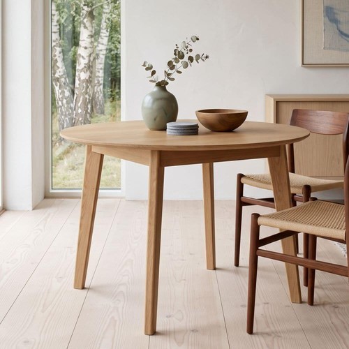 Solid oak round dining - dining, table