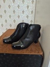 Ladies Ankle Boots Size 5 Side Zip Pavers Black Wide Fitting