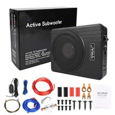 12V 10" 600W Car Subwoofer Active Underseat Bass Box Audio Sub Speaker Amplifier