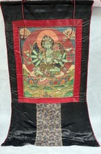 ANTIQUE INDIAN AREA LEH BUDDHA THANGKA PAINTING SIZE 74CM x 39CM AROUND 1920s