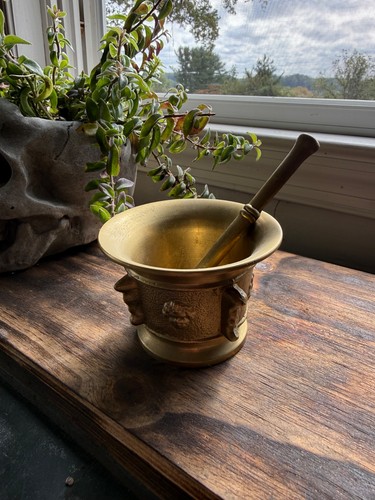 Vintage brass mortar - vintage,