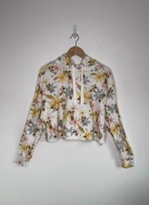 Disney Parks Minnie Mouse Pastel Floral Cropped Hoodie Hooded Sweatshirt M