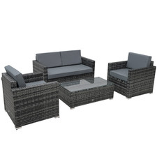 4-Seater Rattan Sofa Set Table